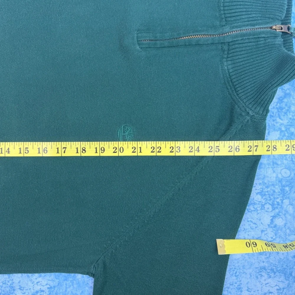 Timberland Mens Cotton Quarter-Zip Pullover Sweater Green 6267J Large